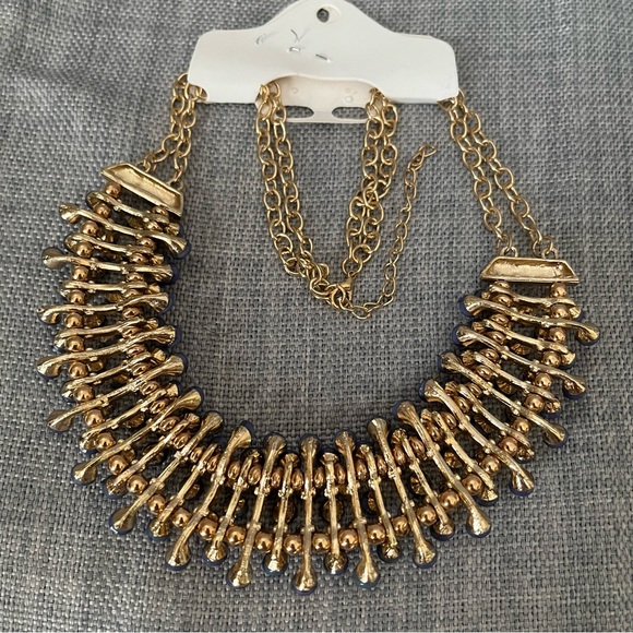 Egyptian Revival Bib Collar Necklace Opaque Bluish/Purple Stone Pin Cushion - Picture 15 of 16